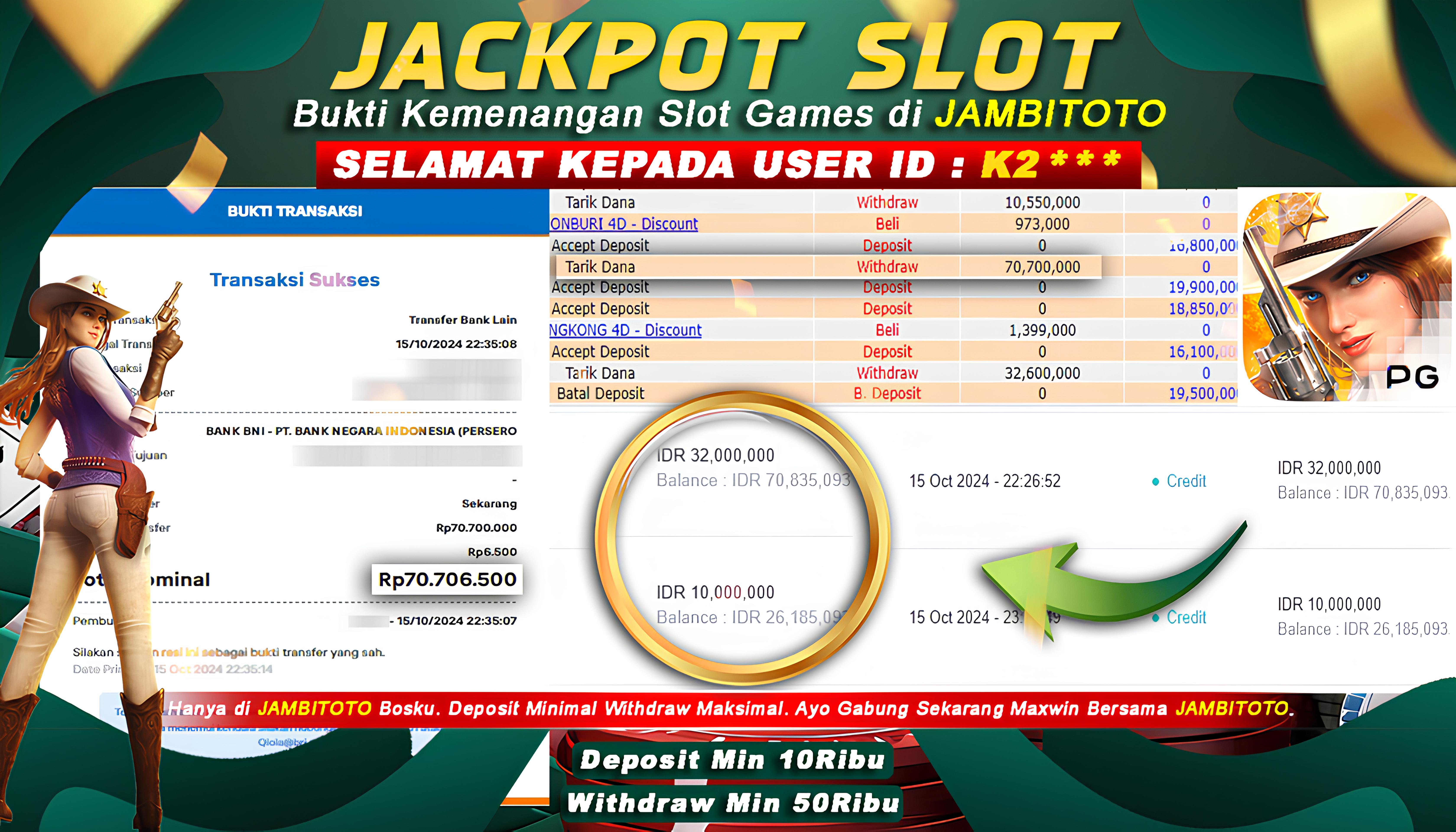JAMBITOTO JACKPOT PG SOFT WILD BOUNTY SHOWDOWN Rp. 70.700.000,- LUNAS